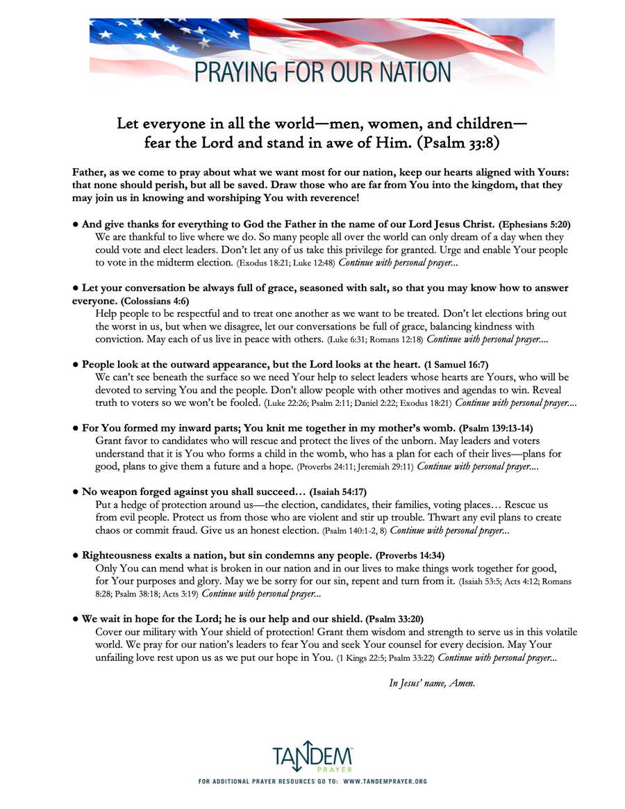 2026 Election Prayer Guide by Tandem Prayer