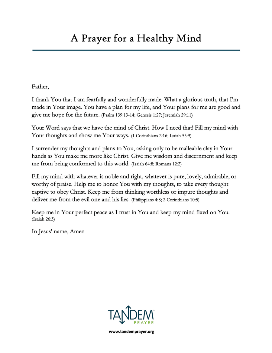 A Prayer for a Healthy Mind