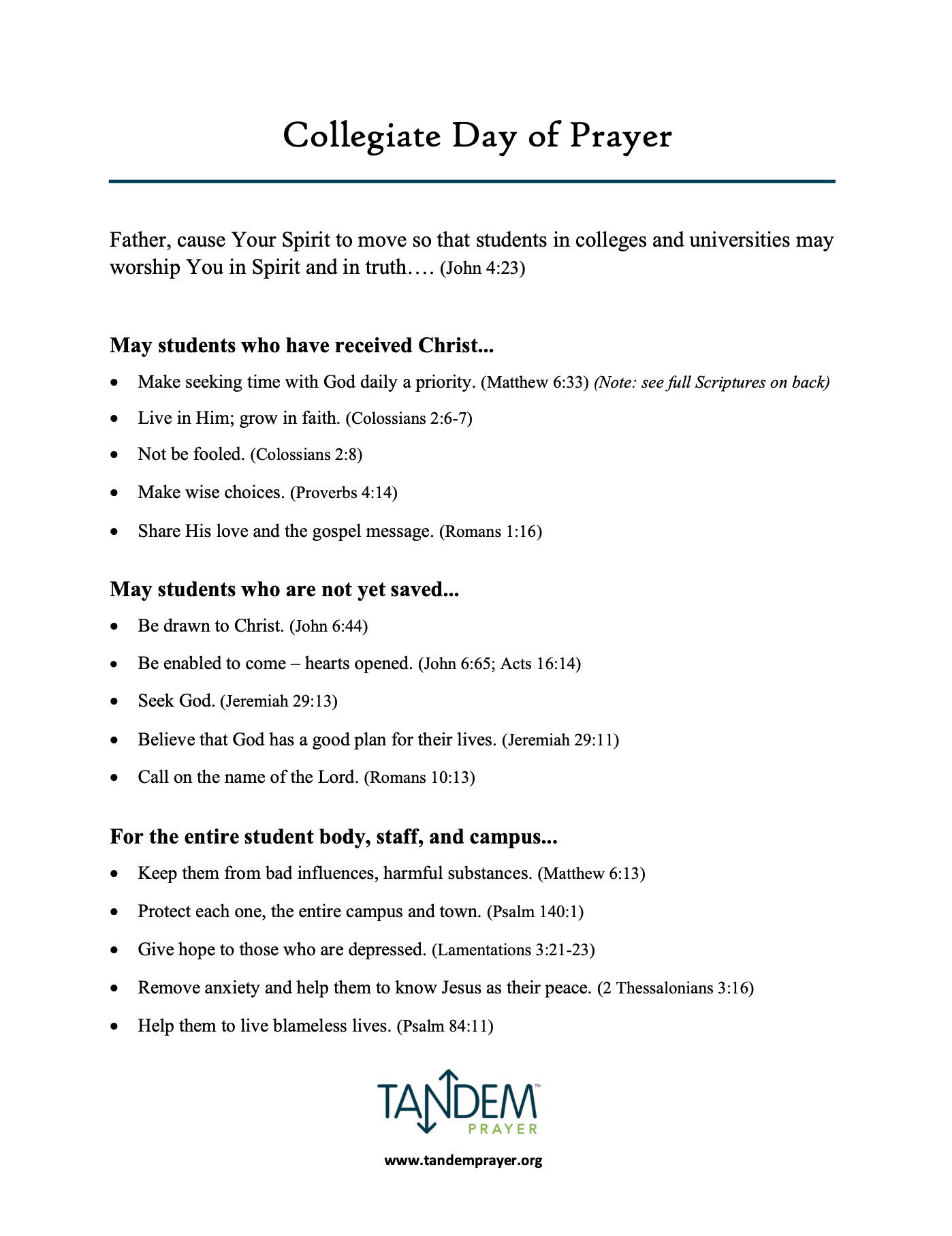 Collegiate Day of Prayer
