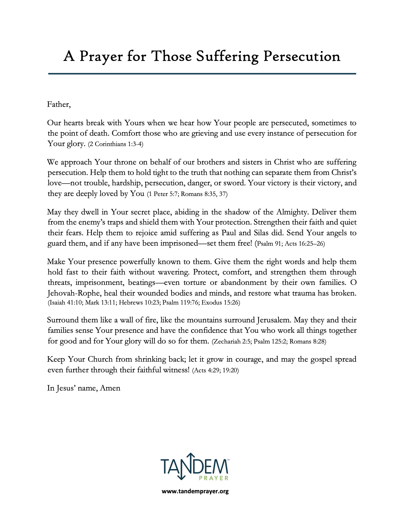 A Prayer for Those Suffering Persecution