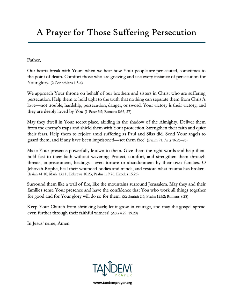 A Prayer for Those Suffering Persecution