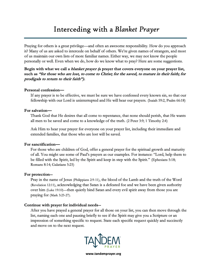Interceding with a Blanket Prayer