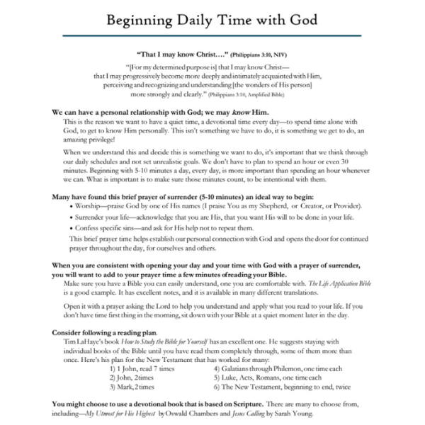 Beginning Time with God